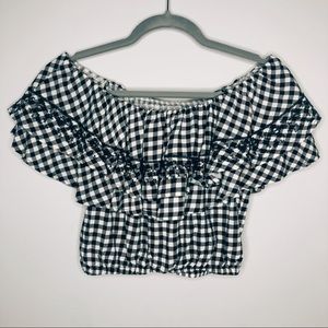 Vintage Havana Layered Ruffle Off-the-Shoulder